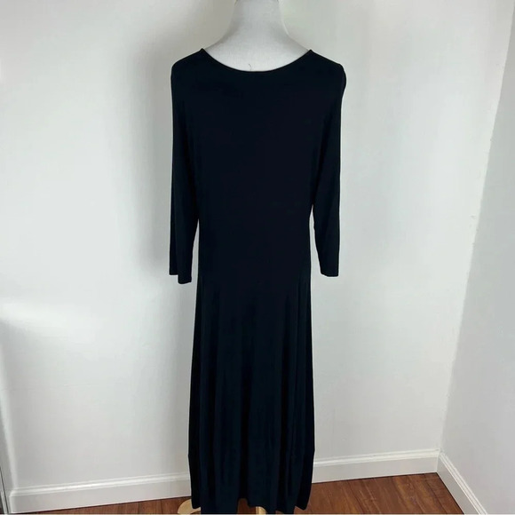 Eileen Fisher Long Sleeve Jersey MIDI Shift Dress in Black Size Medium - Picture 5 of 9